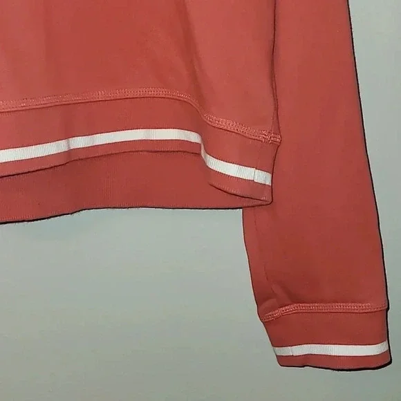Women's medium Adidas croptop hoodie coral/salmon pink cozy yoga vibes LOT B12 - Picture 4 of 6